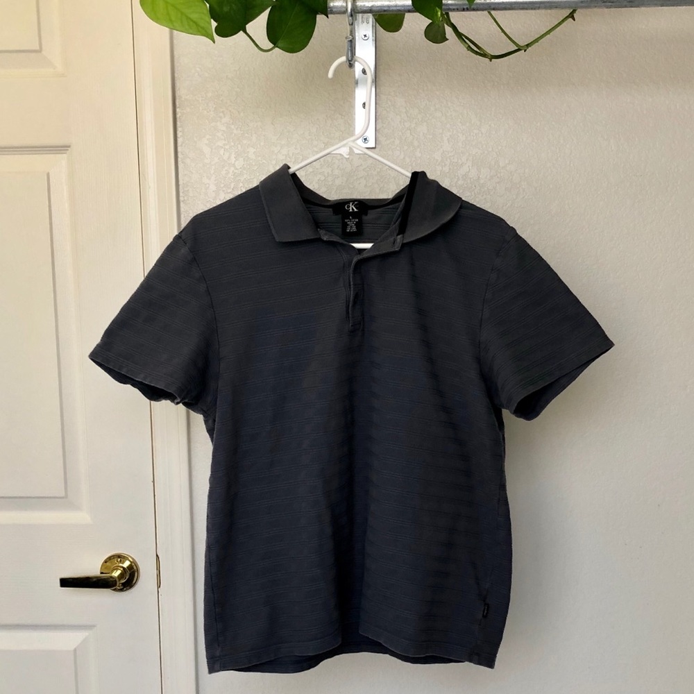 Calvin Klein Men’s Gray Striped Polo